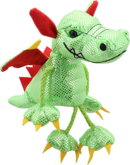 The Puppet Company vingerpop groene draak speelgoed popje.