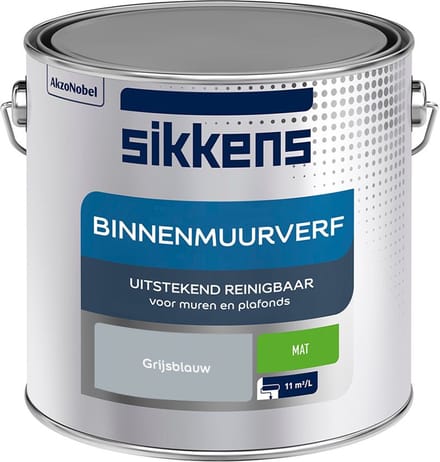 Sikkens - Binnenmuurverf Mat - Grijsblauw - Mengverf - 2,5 L