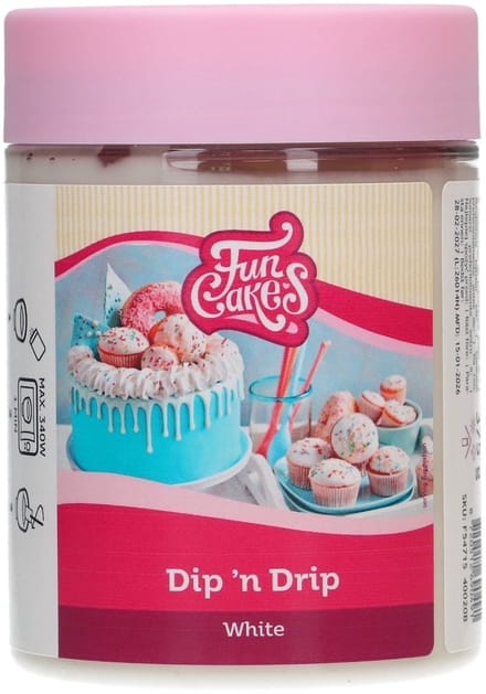FunCakes Dip 'n Drip - Wit - 375g - Glazuur voor Cake, Cupcakes en Taarten