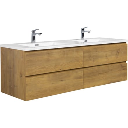 Badplaats Badkamermeubel Set Angela 160 cm – Eiken – Badmeubel met Wastafel
