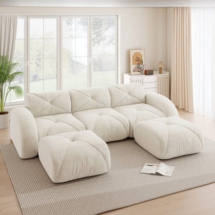Wishdor - Modulaire Bank - Frameloos En Flexibel - Modern - Voor Woonkamer - Chenille - Wit