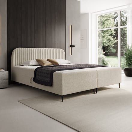 Meubella - Bosque - Boxspring met opbergruimte - Teddystof beige - 180x200 cm
