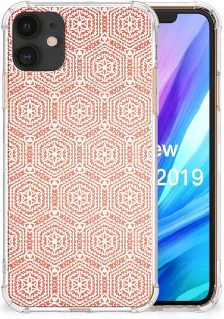 Apple iPhone 11 Doorzichtige Silicone Hoesje Pattern Orange