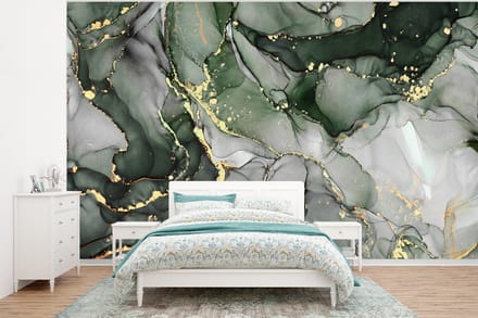 Behang - Fotobehang Luxe - Marmer - Groen - Breedte 295 cm x hoogte 220 cm