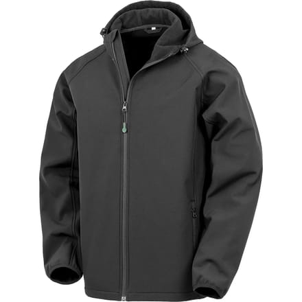 Result Men´s Recycled 3-Layer Printable Hooded Softshell Jacket RT911 - Black - M