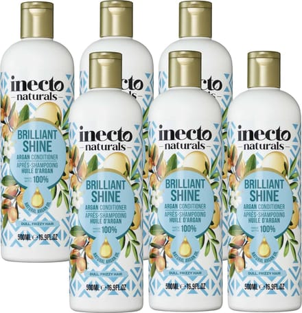 Inecto - Argan Conditioner - 6 Pak - Zijdezacht haar - Natuurlijk - Zuivere Arganolie