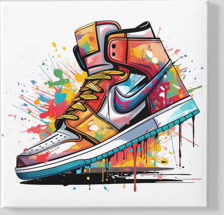 Vierkant Canvas Schilderij - Sneaker - Kleurrijk - Schoenen - 100x100x2 cm