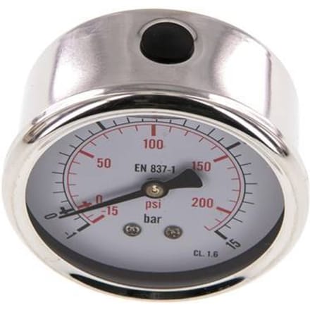 -1..15 Bar Glycerine Manometer Achteraansluiting RVS/Messing 63 mm Klasse 1.6 - ML-11563SHG