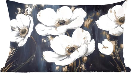 Sierkussens - Kussentjes Woonkamer - 50x30 cm - Bloemen - Wit - Abstract