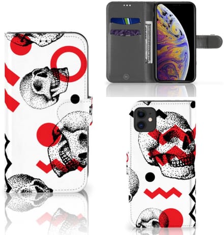 Telefoonhoesje met Naam Apple iPhone 11 Skull Red