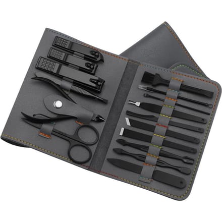 16 pièces/ensemble coupe-ongles tondeuse oreille Pick Kit de toilettage ensemble de manucure pédicure orteil Nail Art gris