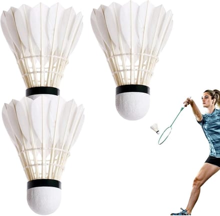 Badminton shuttles - Veerballen set - Sport training - Eendenveren constructie - 3 stuks - Wit
