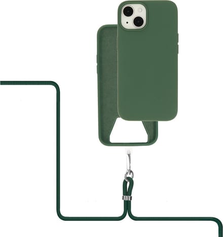 Mobiparts Siliconen hoesje met koord voor de Apple iPhone 14 Groen