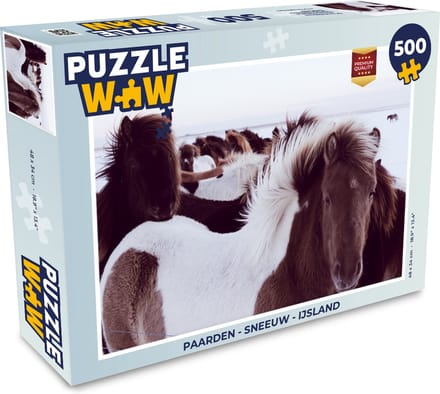 Puzzel Paarden - Sneeuw - IJsland - Legpuzzel - Puzzel 500 stukjes