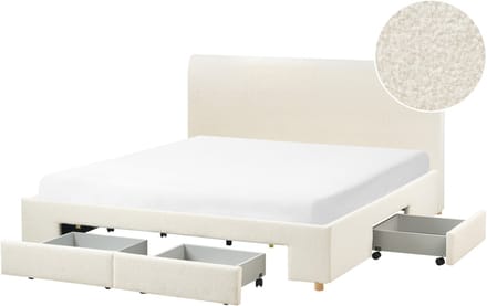 SOUTRIN - Bed met opbergruimte - Off-white - 180 x 200 cm - Bouclé
