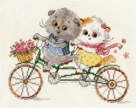 Borduurpakket Katjes Op De Fiets - Alisa