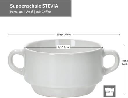 Set van 6 Stiva soepkommen wit 250 ml