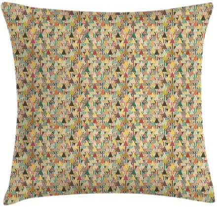 ABAKUHAUS – Abstracte Driehoek Kussenhoes – 40×40 cm – Beige/Multicolor