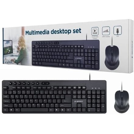 Gembird KBS-UM-04 - keyboard and mouse set - US - black - Keyboard and mouse set - Engels (US international) - Zwart