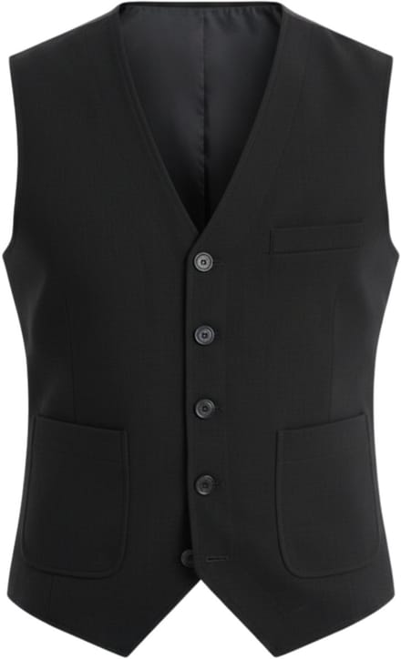 OMBRE Gilet - Slim Fit - Knopen - Effen Zwart L