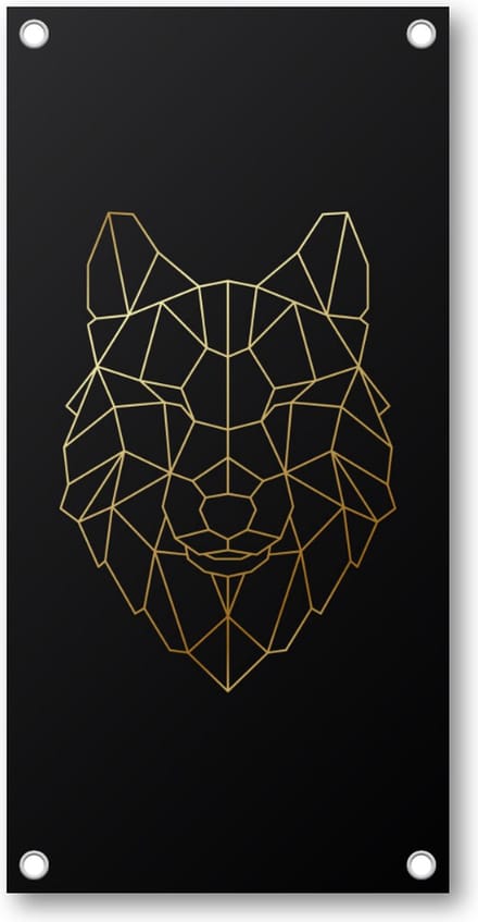 Minimalist Wolf - Goud - Tuinposter 100x200 - Wanddecoratie - Dieren