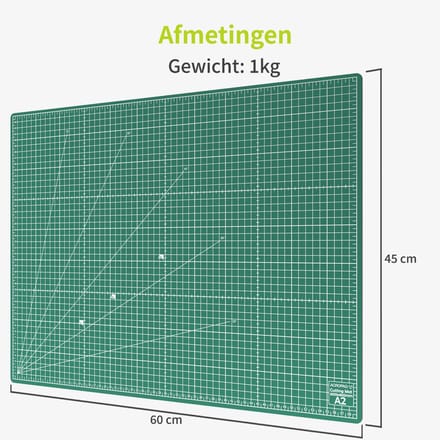 ACROPAQ Snijmat - A2, 60 x 45 cm, Dubbelzijdig bedrukt, Zelf-herstellend - Groen