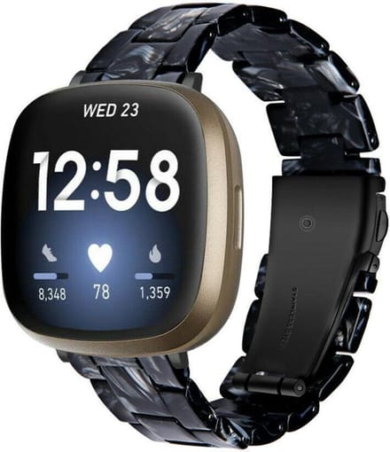 Strap-it Resin smartwatch bandje - geschikt voor Fitbit Sense / Fitbit Versa 3 - zwart mix