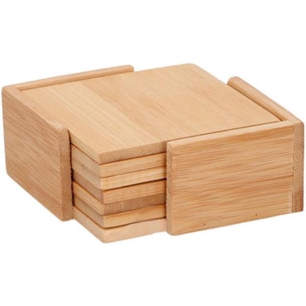 Lifetime Bamboe onderzetters - set van 7 - met houder - 10x10 cm - elegant design