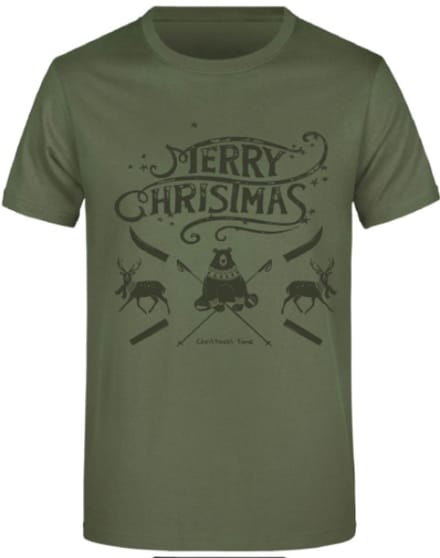 Heren T-shirt Jm Christmas Olijfgroen - M
