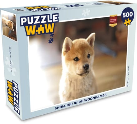 Puzzel Shiba Inu in de woonkamer - Legpuzzel - Puzzel 500 stukjes