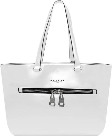 REPLAY Schoudertas Shopper Optical White Wit