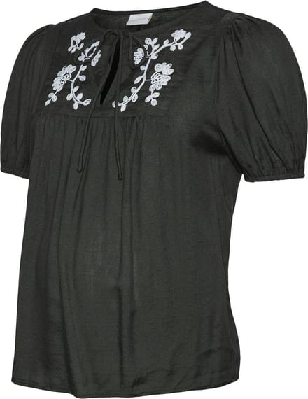 Mama Licious Blouse Regular fit O-hals Manchetten met elastiek Ballonmouwen Top
