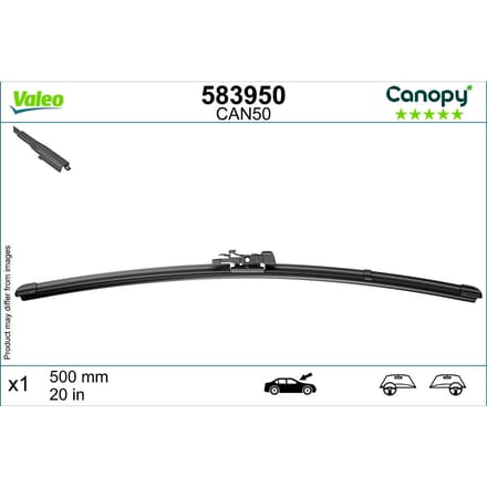 Wisserblad VALEO Canopy 583950, 500mm, Voor, 1 Stuk