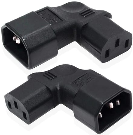 2x C14 naar C13 Hoekige Stroomadapter Set voor TV en Apparatuur