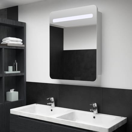 vidaXL - Badkamerkast - met - spiegel - en - LED - 60x11x80 - cm