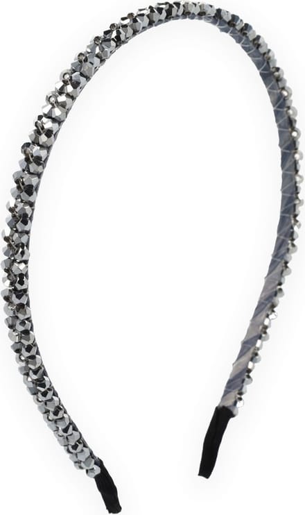 Lajetti Glitter Strass Haarband Zilver - Skinny Diadeem