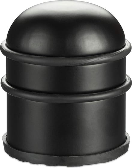 Rubber Door Stopper High Round Indoor Buffer ∅ 7 cm - Stainless Steel Black