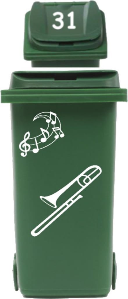 Sticker set Trombone + muzieknoten + Deksel nummer | Rosami Decoratiestickers