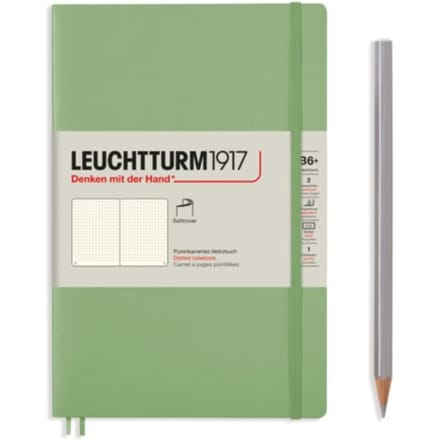 Leuchtturm1917 notitieboek, hardcover, paperback (b6+), dotted, salie groen
