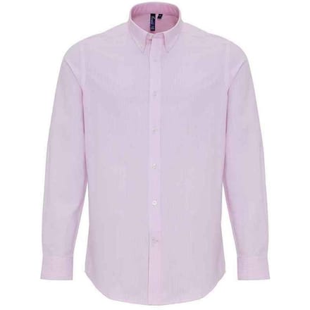 Premier Heren Stripe Oxford Overhemd (Wit/Roze)