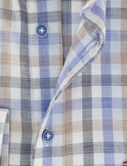 Blauw beige geruit katoenen Giordano Regular Fit overhemd