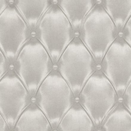 Rasch Chesterfield Vliesbehang Taupe – 3D Gekapitonneerd Lederlook Effect