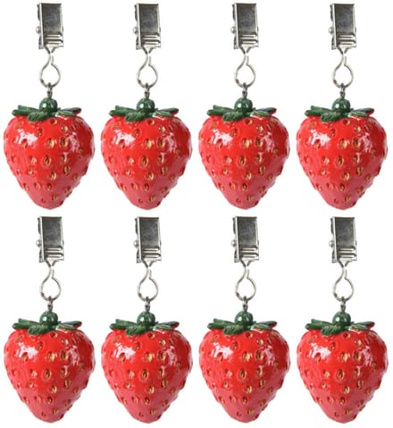 Decoris tafelkleedgewichtjes/hangers - 16x - aardbei - kunststeen - rood