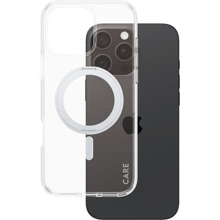 CARE by PanzerGlass Feature Case - Transparant w. - Zilver Kickstand & MagSafe iPhone 16 Pro Max
