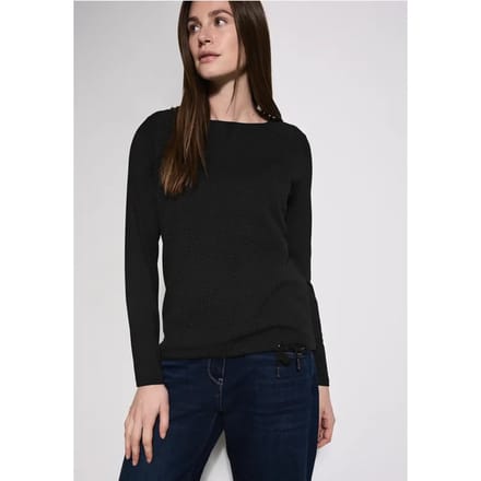 Materiaalmix shirt met lange mouwen