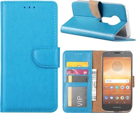Bookcase Geschikt voor: Motorola Moto E5 Play - Turquoise - portemonnee hoesje