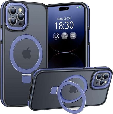 Bentiacc - iPhone 14 Pro Max Case - Blauw - Magnetische Standaard - Antislip