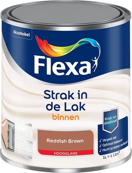 Flexa - Strak In De Lak Binnenlak Hoogglans - Reddish Brown - Mengverf - 1 L