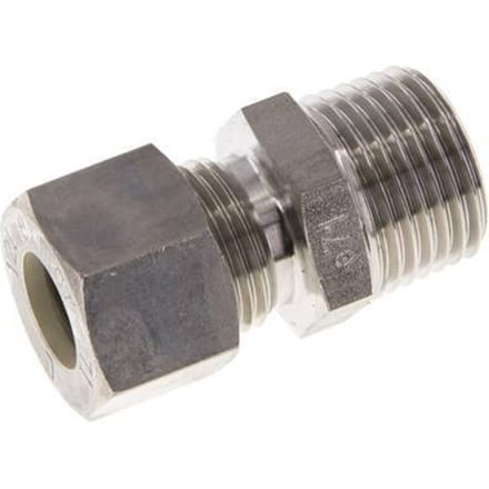 12L & R1/2'' RVS Rechte Knelfitting Buitendraad 315bar ISO 8434-1