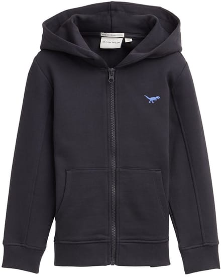 Tom Tailor - Hoodie sweatjas met borduursel - Maat 92/98 - coal grey